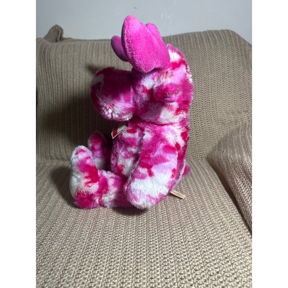 Pink & White Tie-Dye Plush Moose By Dan Dee 14" Stuffed Animal Toy - Picture 2 of 9